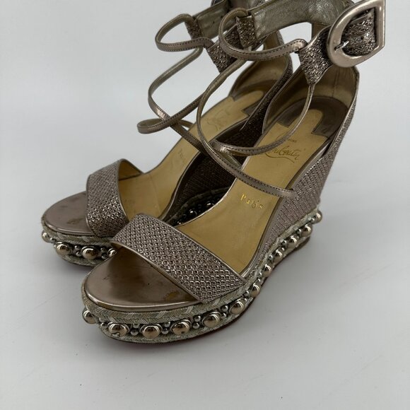 Louboutin Champagne Chocazeppa 120 Glitter Specchio - Size 39 - Picture 3 of 6